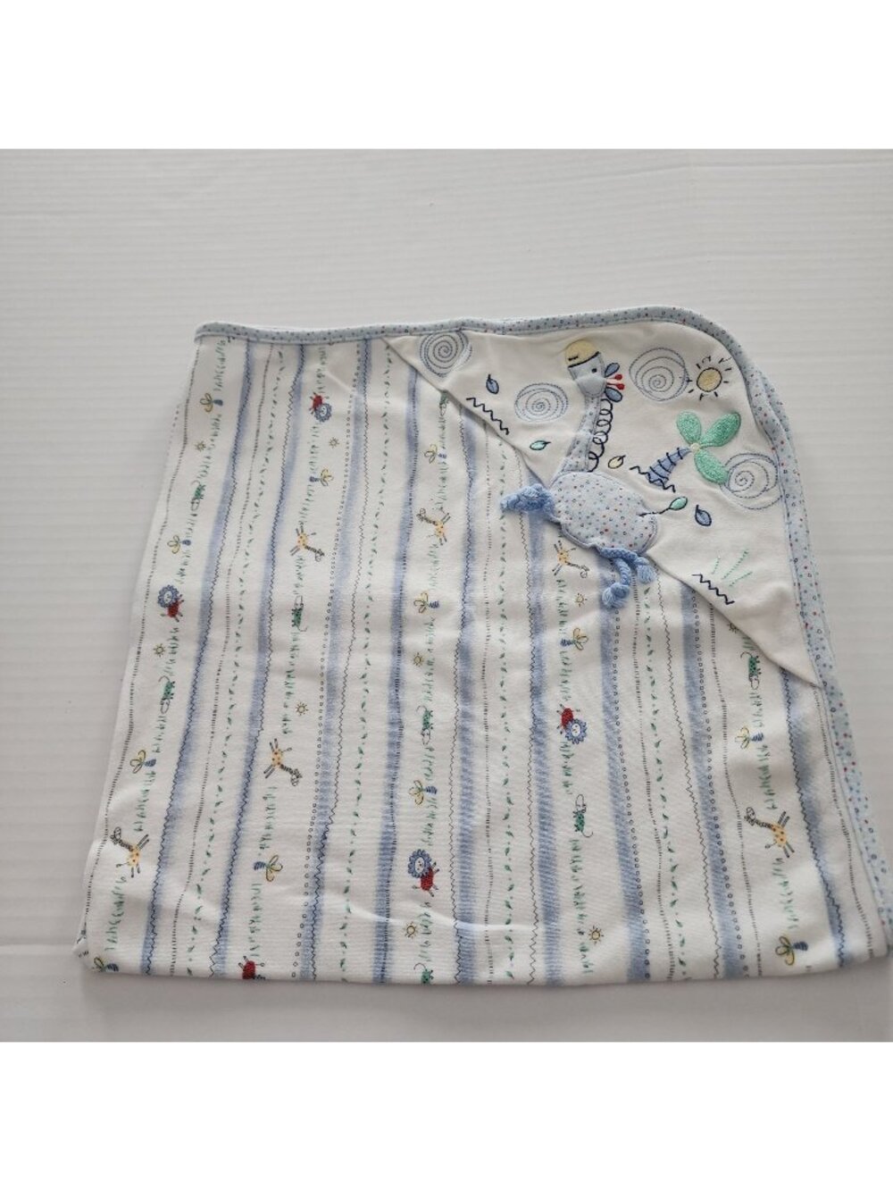 Koala Baby hooded blanket white blue giraffe applique safari animals